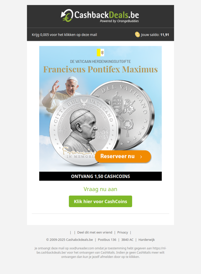 Bestel de Vaticaan Herdenkingsuitgifte