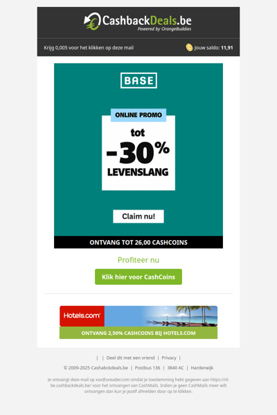 Krijg nu levenslang tot 30% korting bij BASE!