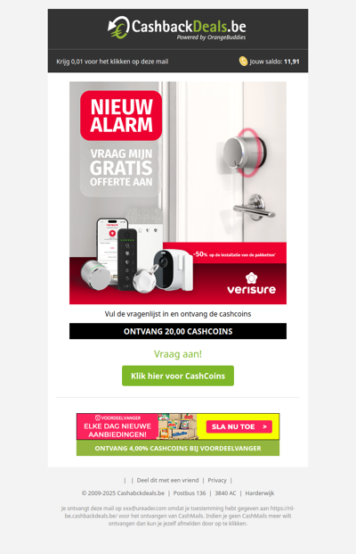 50% korting op de installatie van de pakketten van Verisure