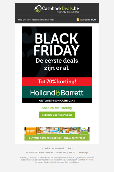 Tot 70% korting bij Holland & Barrett!