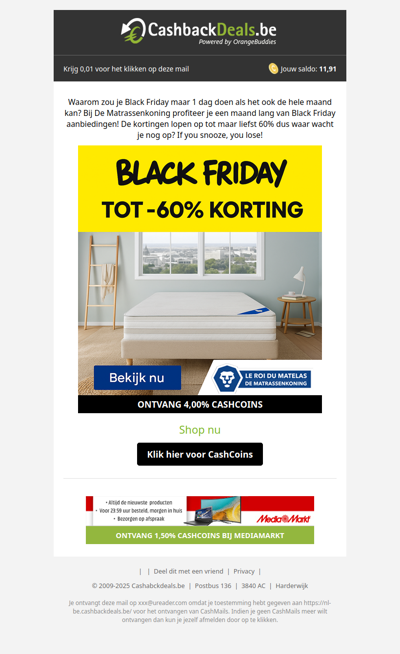 BLACK FRIDAY: tot 60% korting bij De Matrassenkoning!