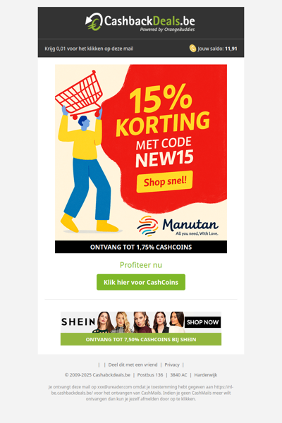 15% korting bij Manutan!