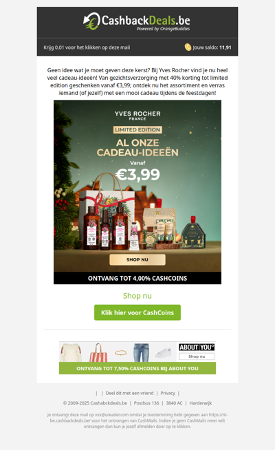 Shop je kerst cadeautjes bij Yves Rocher
