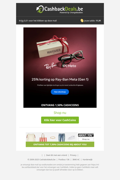 25% korting op Ray-Ban Meta