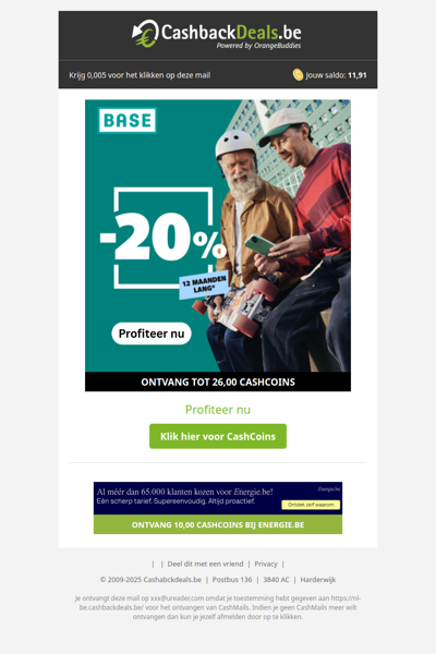 12 maanden lang 20% korting bij BASE!