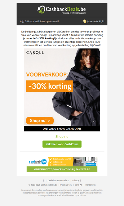 30% korting bij Caroll!