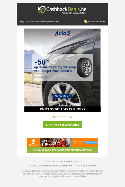 50% korting bij Auto5