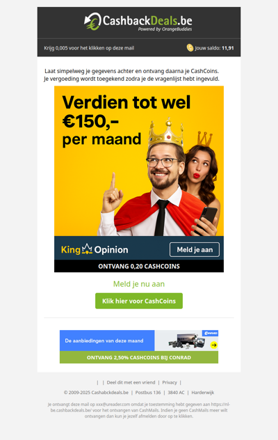 Verdien tot 6,- per enquête + extra 0,20 CashCoins