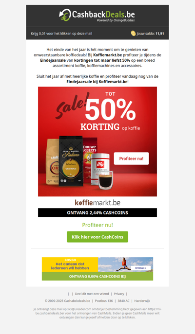 50% korting bij Koffiemarkt!