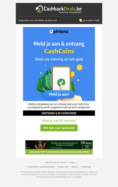 0,20 CashCoins voor sfefd!