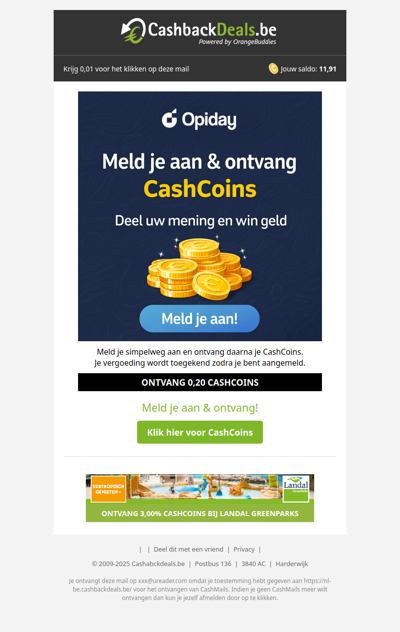 0,20 CashCoins in jouw account!