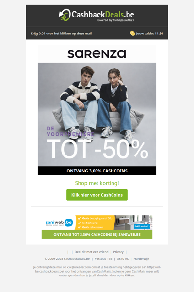 Tot 50% korting bij Sarenza!