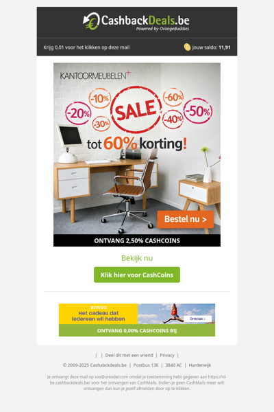 Tot 60% korting bij Kantoormeubelenplus!