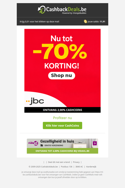 Tot 70% korting bij JBC!