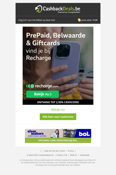 Prepaid, belwaarde & giftcards vind je bij Recharge.com