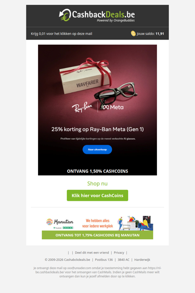 25% korting op Ray-Ban Meta