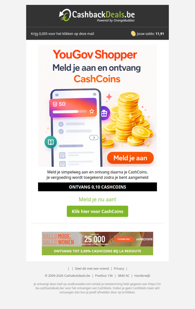 Ontvang 1,00 CashCoin voor je aanmelding!