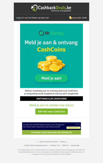 0,30 CashCoins, voor sfefd!