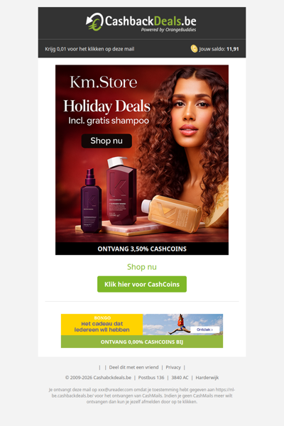 Holiday deals incl. gratis shampoo bij KM.Store!