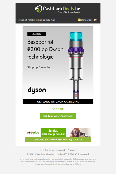 Bespaar tot 300 EUR bij Dyson!