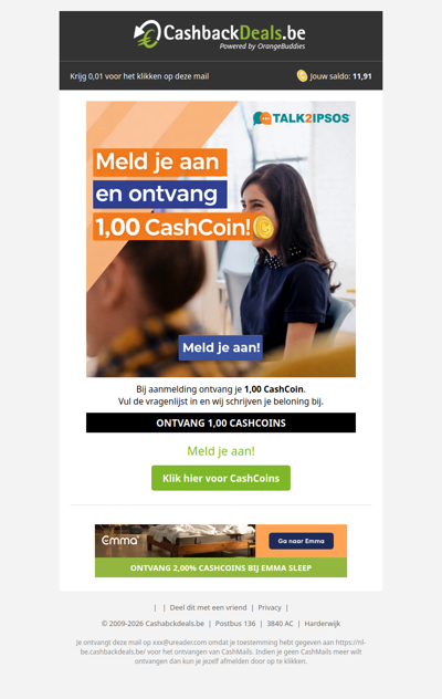 Geef je mening en ontvang CashCoins!