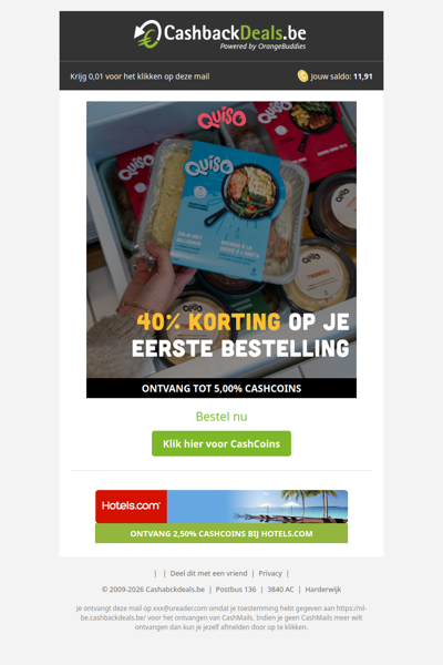 40% korting op je 1e bestelling bij Quiso