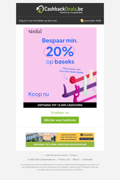 Bespaar 20% bij Sinful