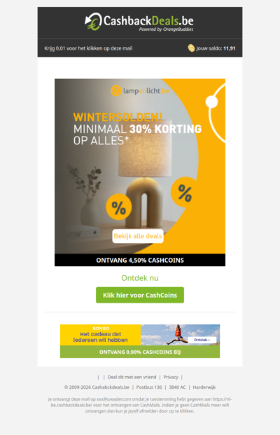 Minstens 30% korting op alles bij lampenlicht!