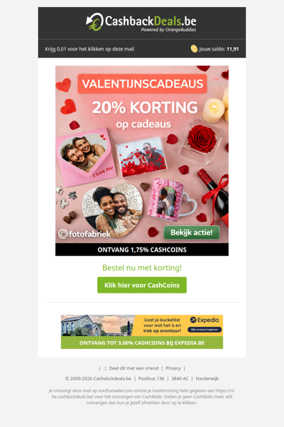 20% korting op valentijnscadeaus bij Fotofabriek!