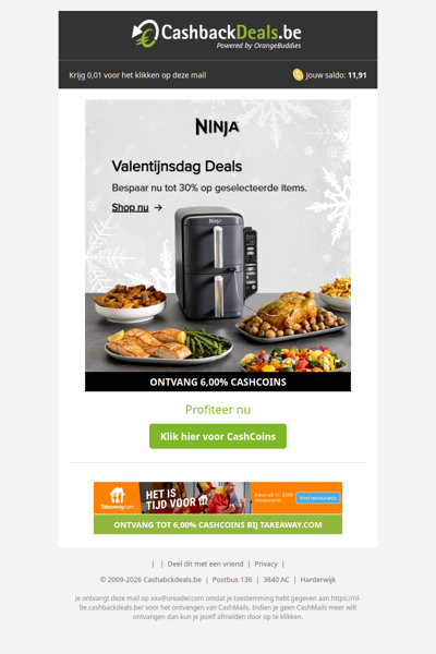 Valentijnsdag Deals: tot 30% korting bij Ninja!