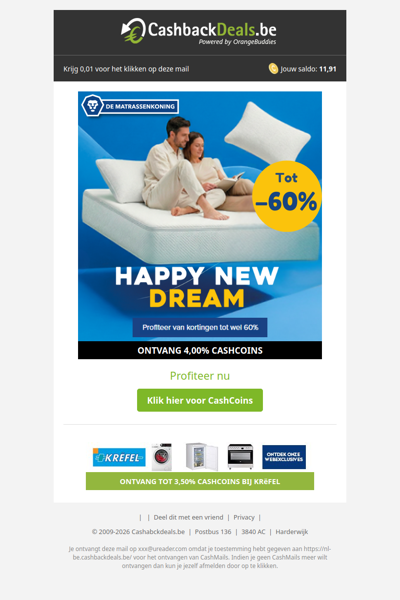 Happy New Dream: tot -60% bij De Matrassenkoning!