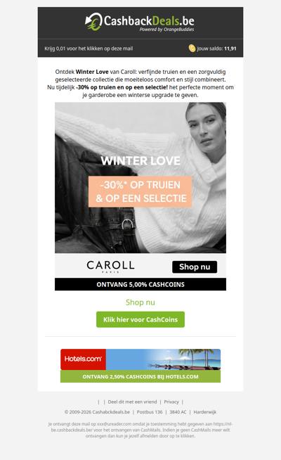 30% korting bij Caroll!