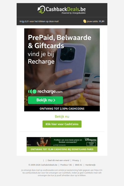 Prepaid, belwaarde & giftcards vind je bij Recharge.com