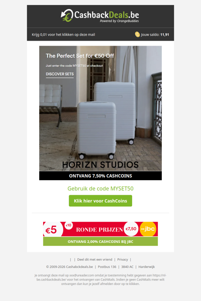 50 EUR korting op koffersets bij Horizn Studios!