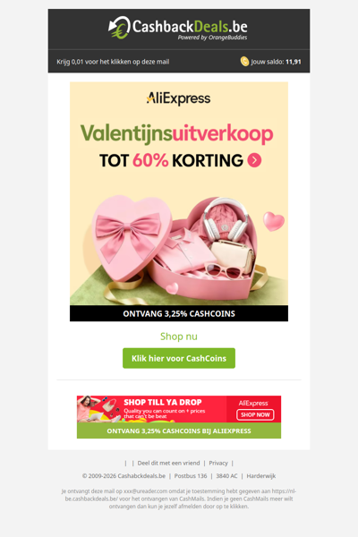 Valentijnsuitverkoop: tot 60% korting!