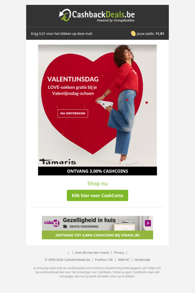 Gratis LOVE-sokken bij je Valentijnsdag-schoen!