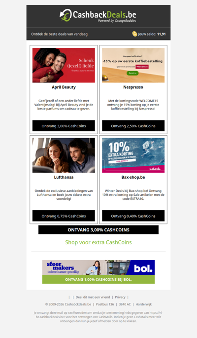 Hi sfefd, er staan weer 4 deals voor je klaar!