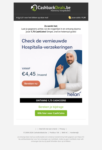 Ontvang 1,75 CashCoins!