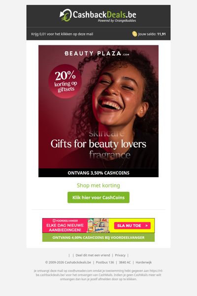 20% korting op giftsets bij Beauty Plaza!