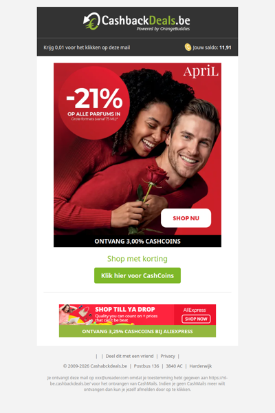 21% korting op alle parfums bij April Beauty!