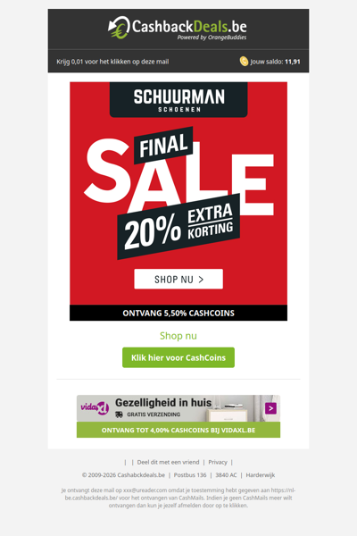 Final sale: 20% extra korting bij Schuurman Schoenen!