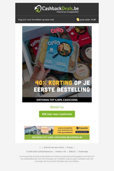 40% korting op je 1e bestelling bij Quiso