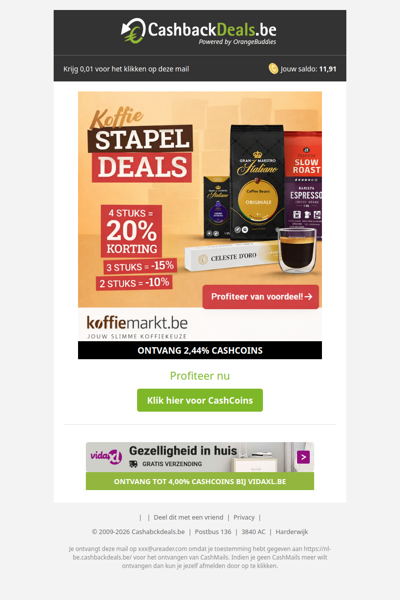 Koffie stapel deals: tot 20% korting bij Koffiemarkt.be!