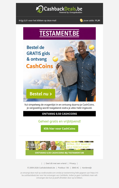 0,50 CashCoins + een gratis gids!