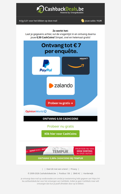 0,50 CashCoins voor jouw mening!