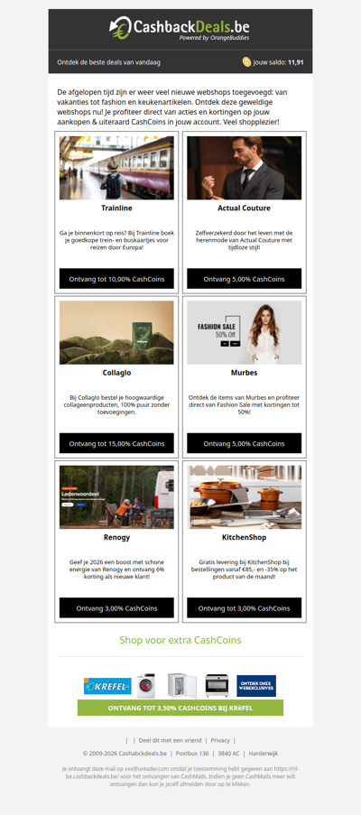 Ontdek deze 6 nieuwe webshops & verdien CashCoins!