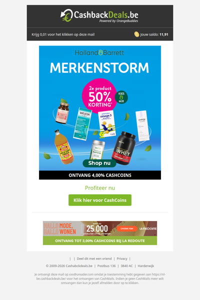 Holland & Barrett Merkenstorm: 2e product nu 50% korting