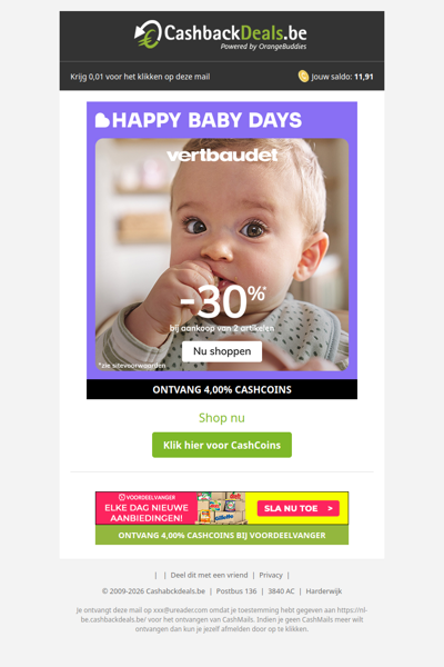 Happy baby days: -30% bij aankoop van 2 artikelen!
