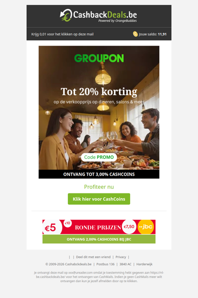 Tot 20% korting bij Groupon!