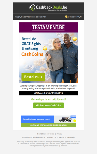 0,50 CashCoins + een gratis gids!